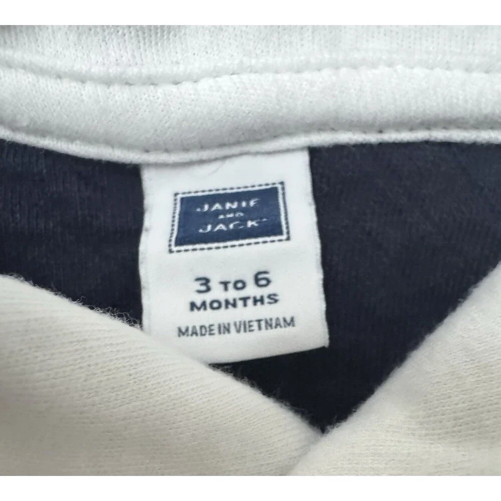 Janie And Jack Baby Boy Peter Pan Collared Quilted Navy/White Jumpsuit Size 3/6